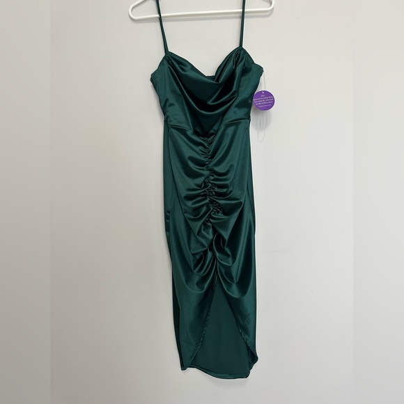 Windsor festive mood ruched midi dress size M emerald green - Picture 3 of 4